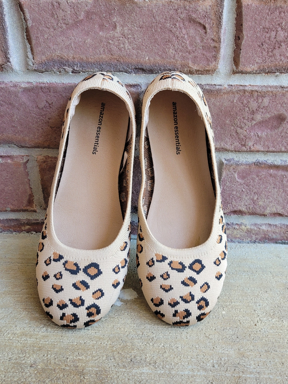 Amazon Leopard Print Knit Ballet Flats - Beige, Black, Brown